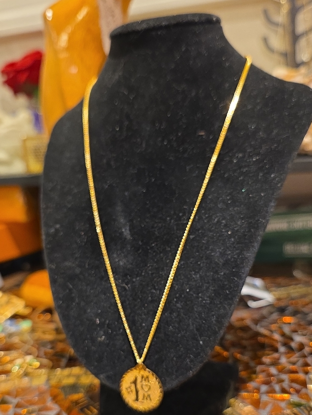 Source Unknown Yellow Gold-Tone Medallion Pendant Necklace